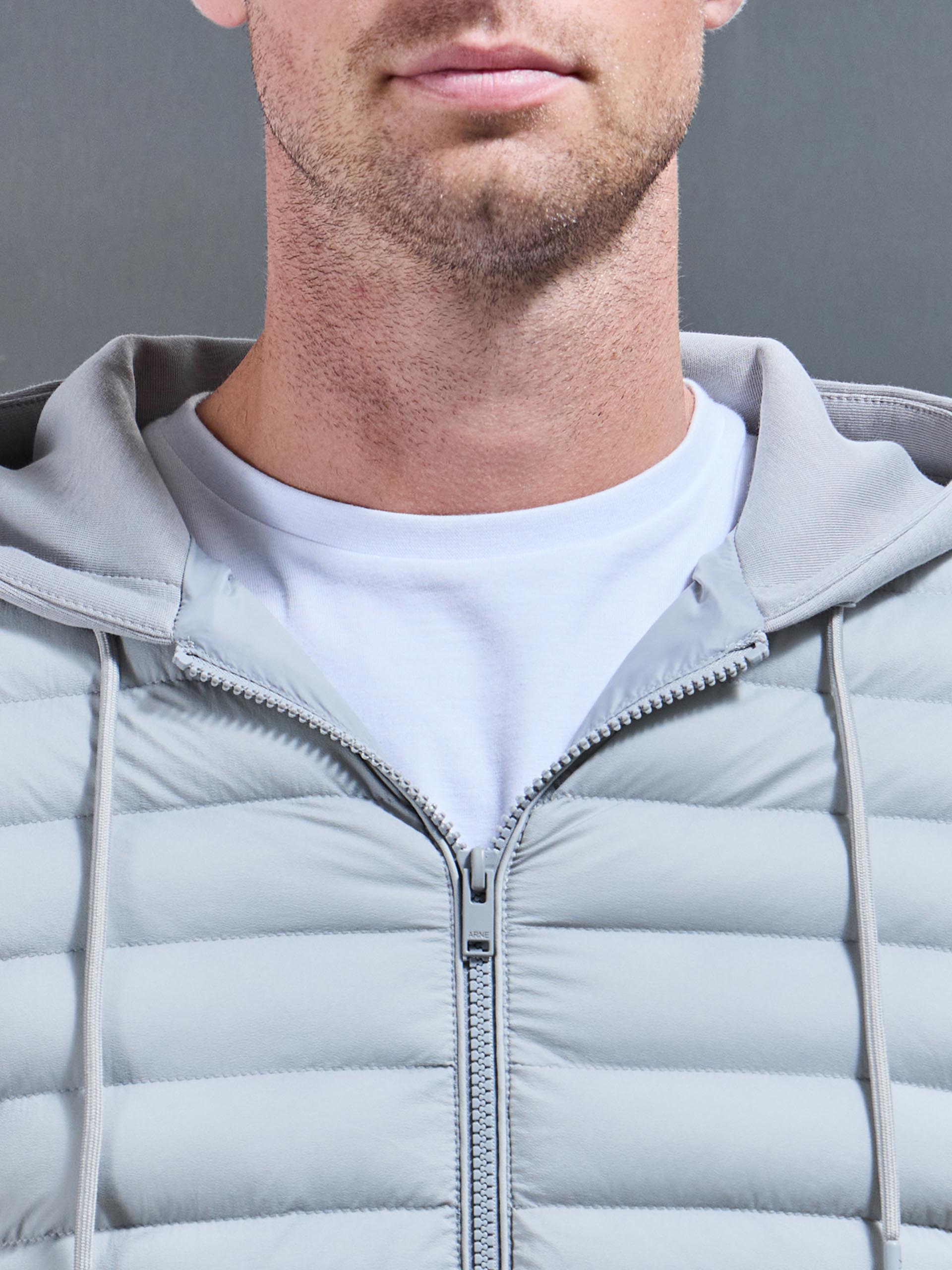 Hybrid Quilted Technical Windbreaker in Mid Grey