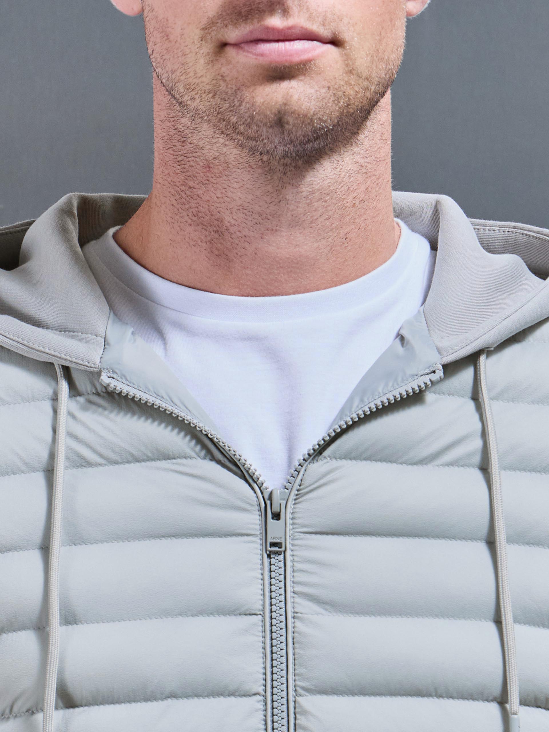 Hybrid Quilted Technical Windbreaker in Mid Grey