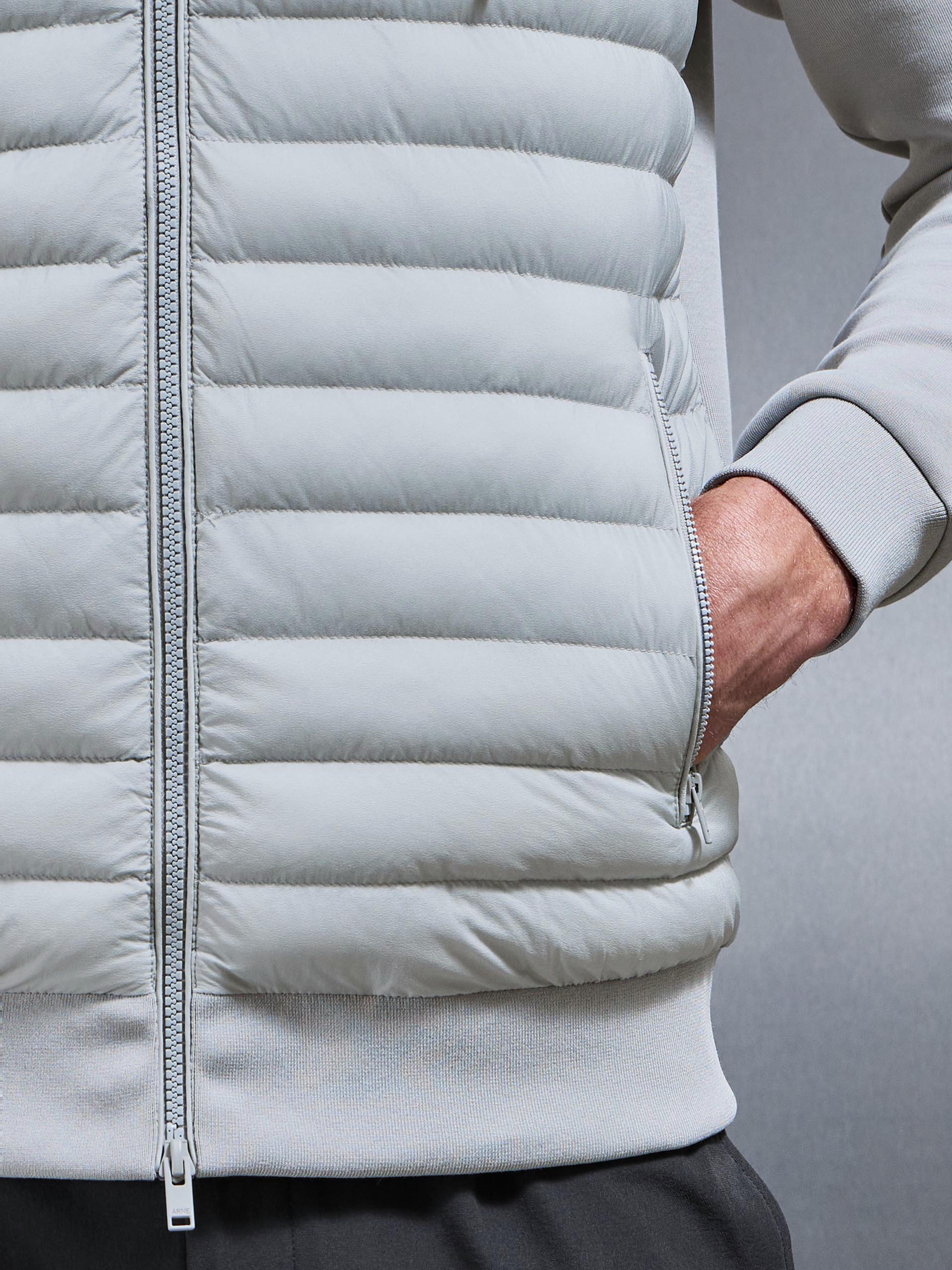 Hybrid Quilted Technical Windbreaker in Mid Grey