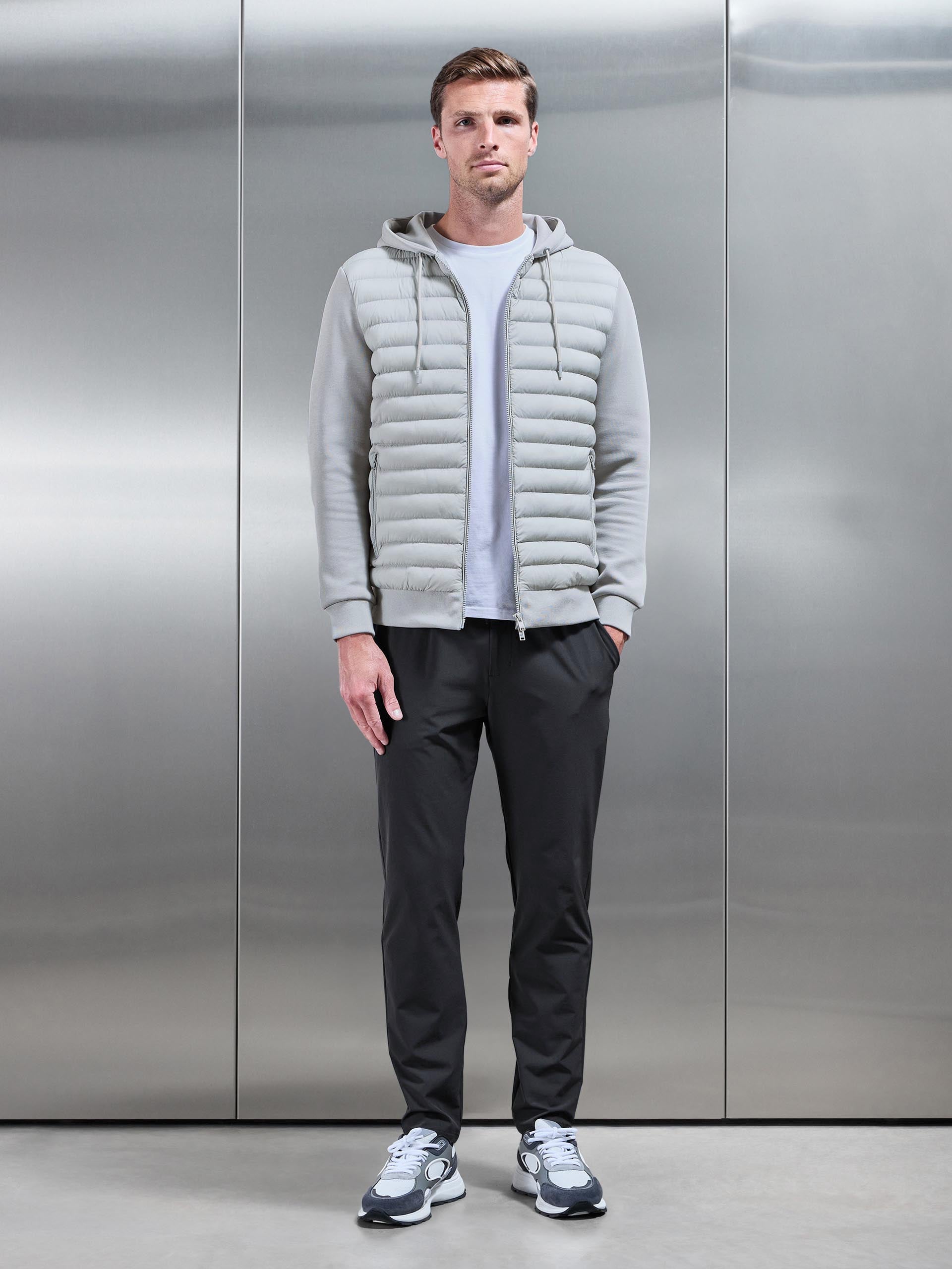 Hybrid Quilted Technical Windbreaker in Mid Grey