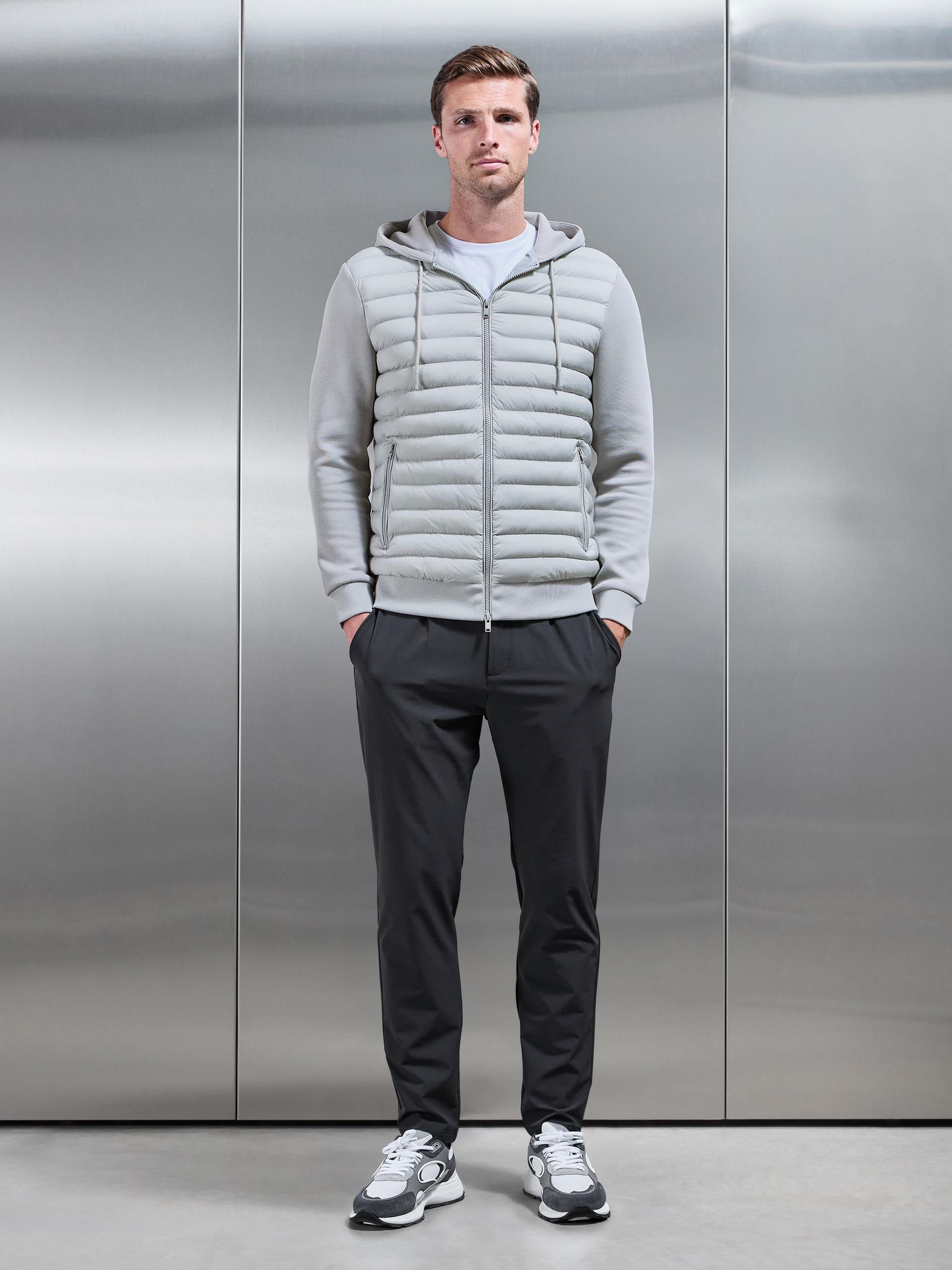 Hybrid Quilted Technical Windbreaker in Mid Grey