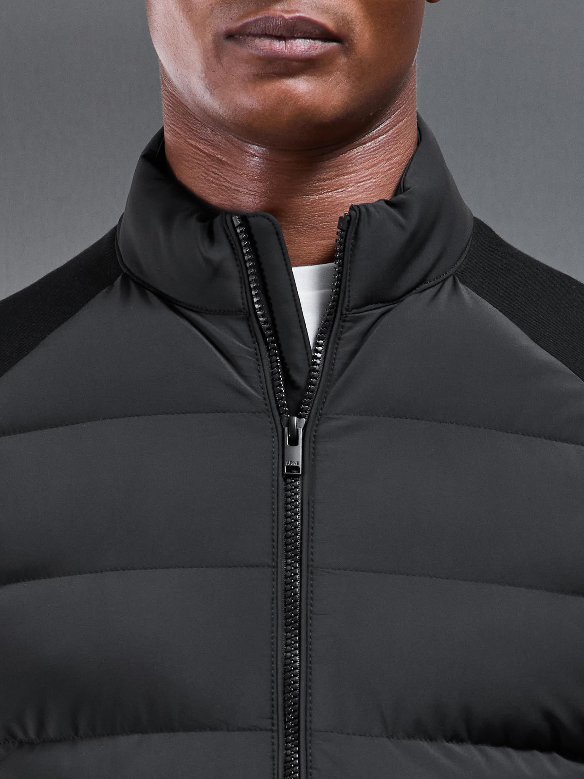 Hybrid Technical Puffer Jacket in Black