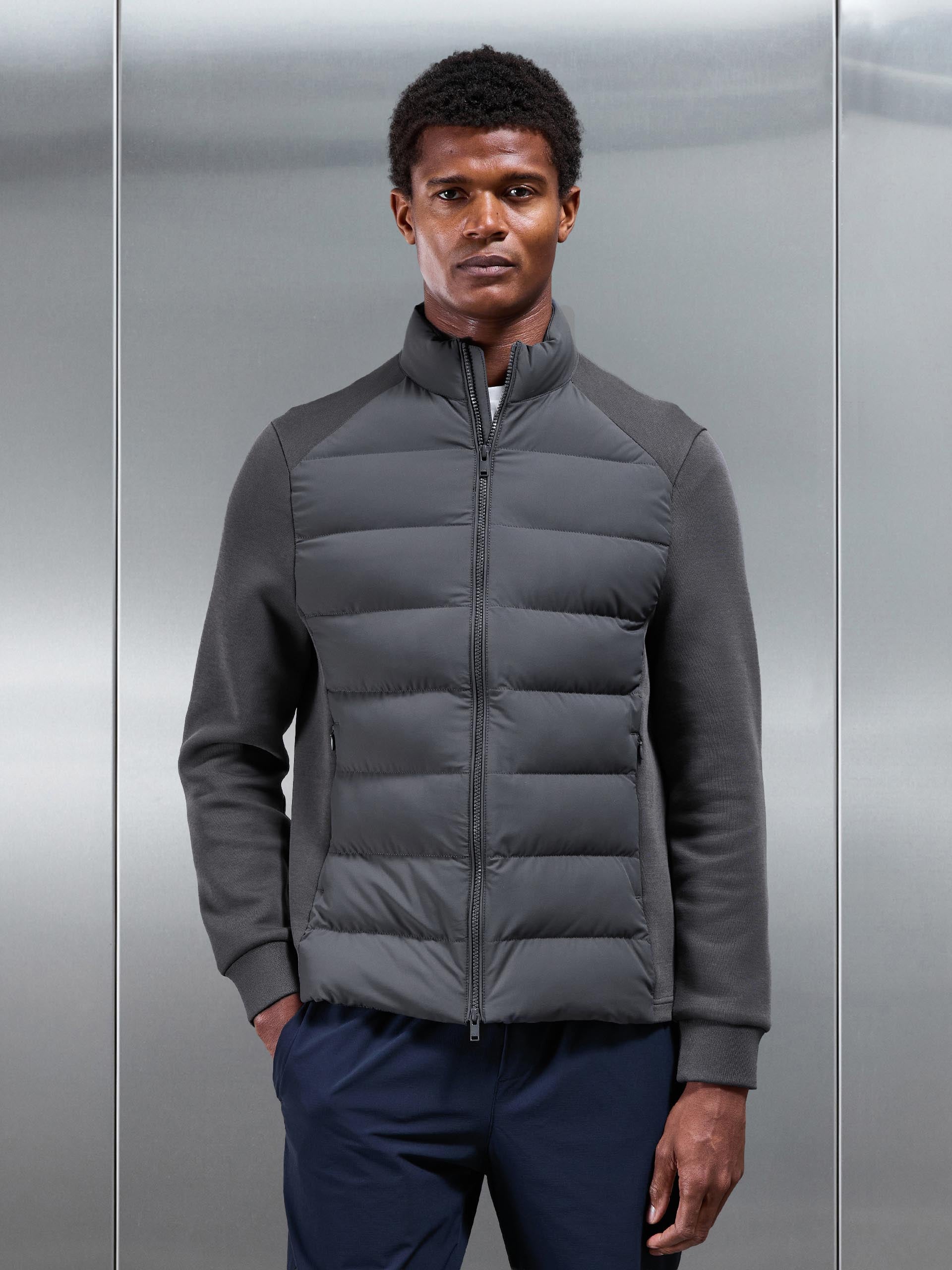 Hybrid Technical Puffer Jacket in Grey
