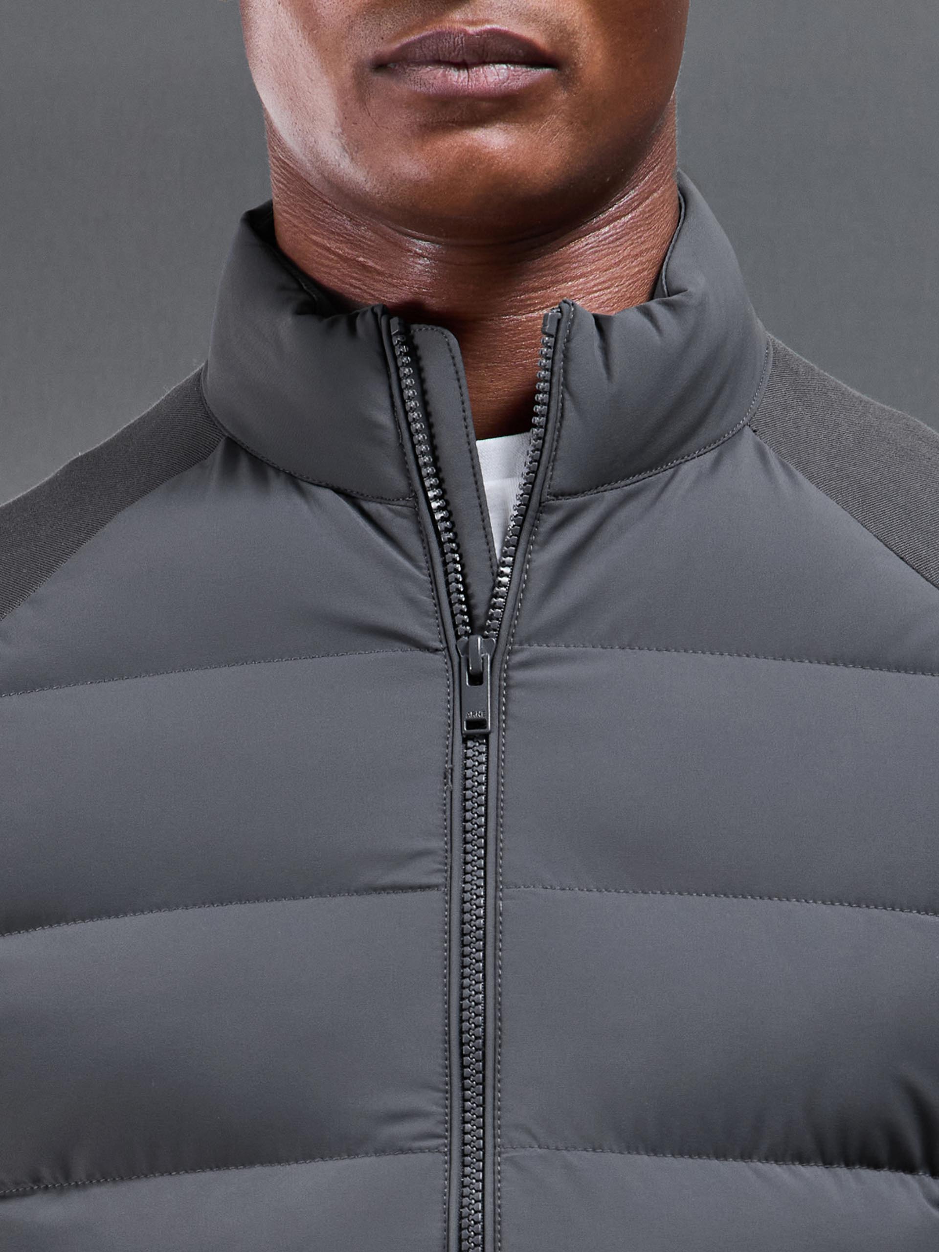 Hybrid Technical Puffer Jacket in Grey