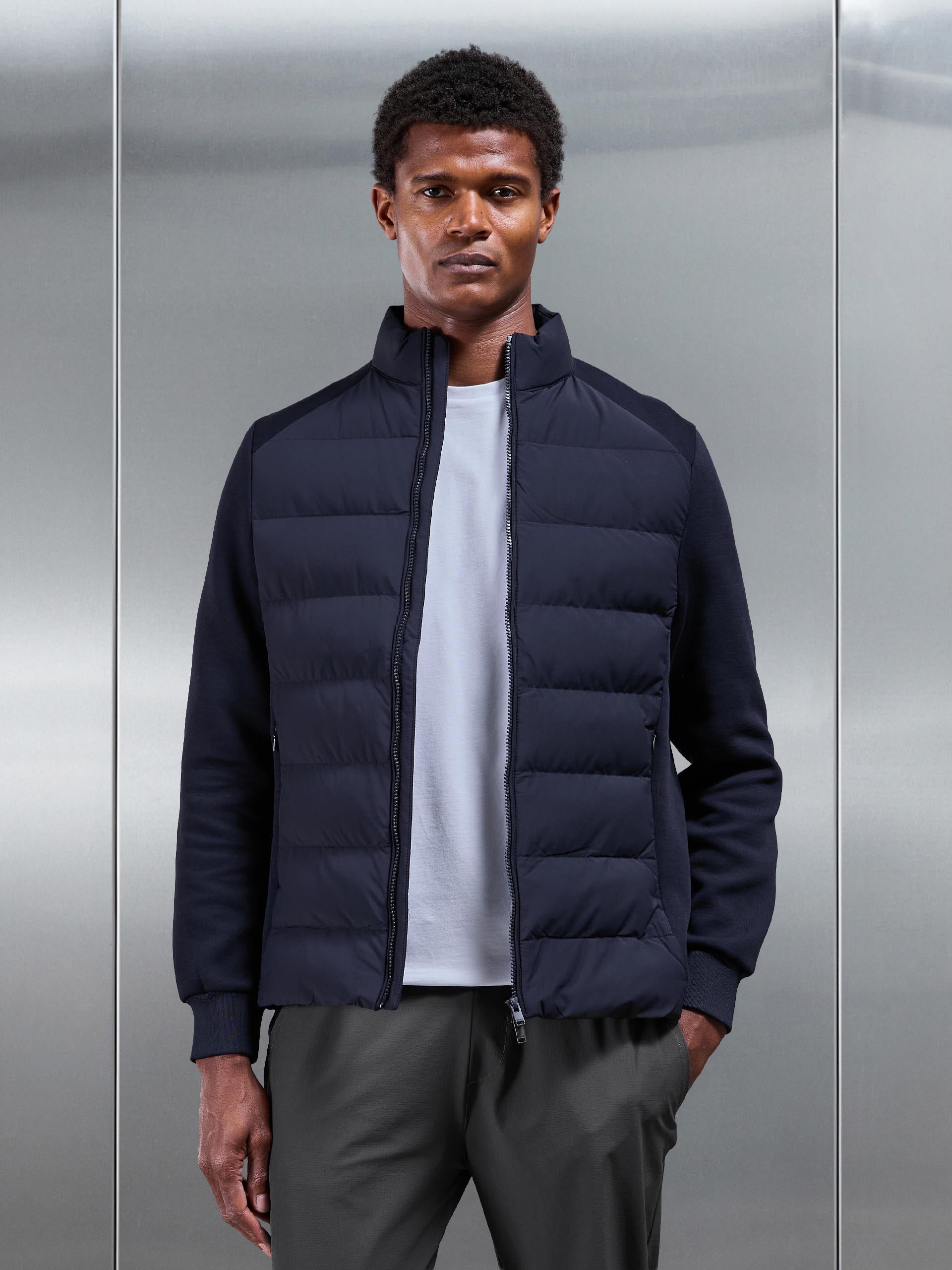 Hybrid Technical Puffer Jacket in Navy