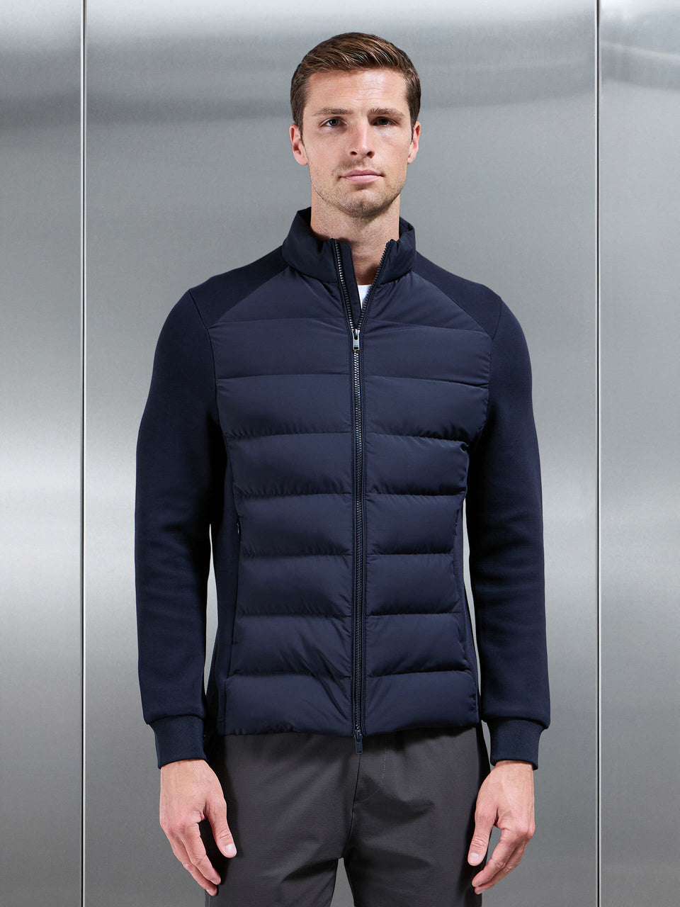 Hybrid Technical Puffer Jacket in Navy