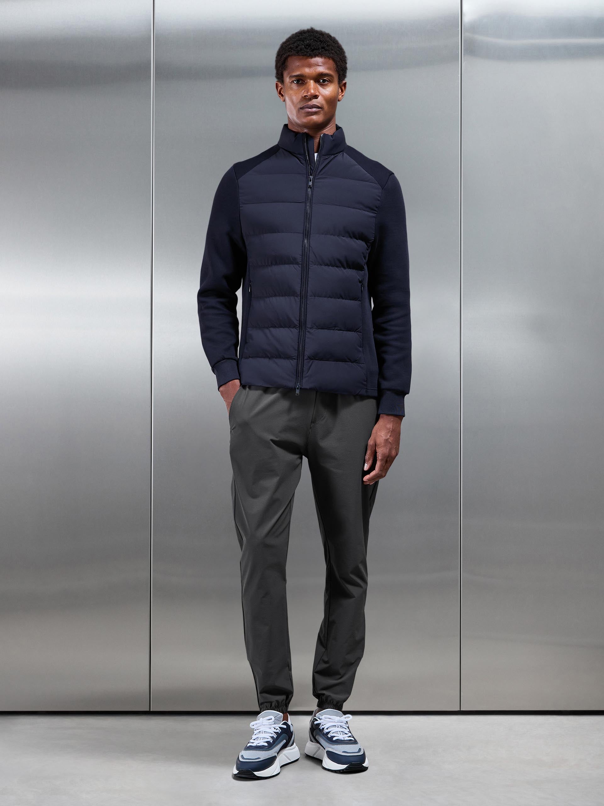 Hybrid Technical Puffer Jacket in Navy