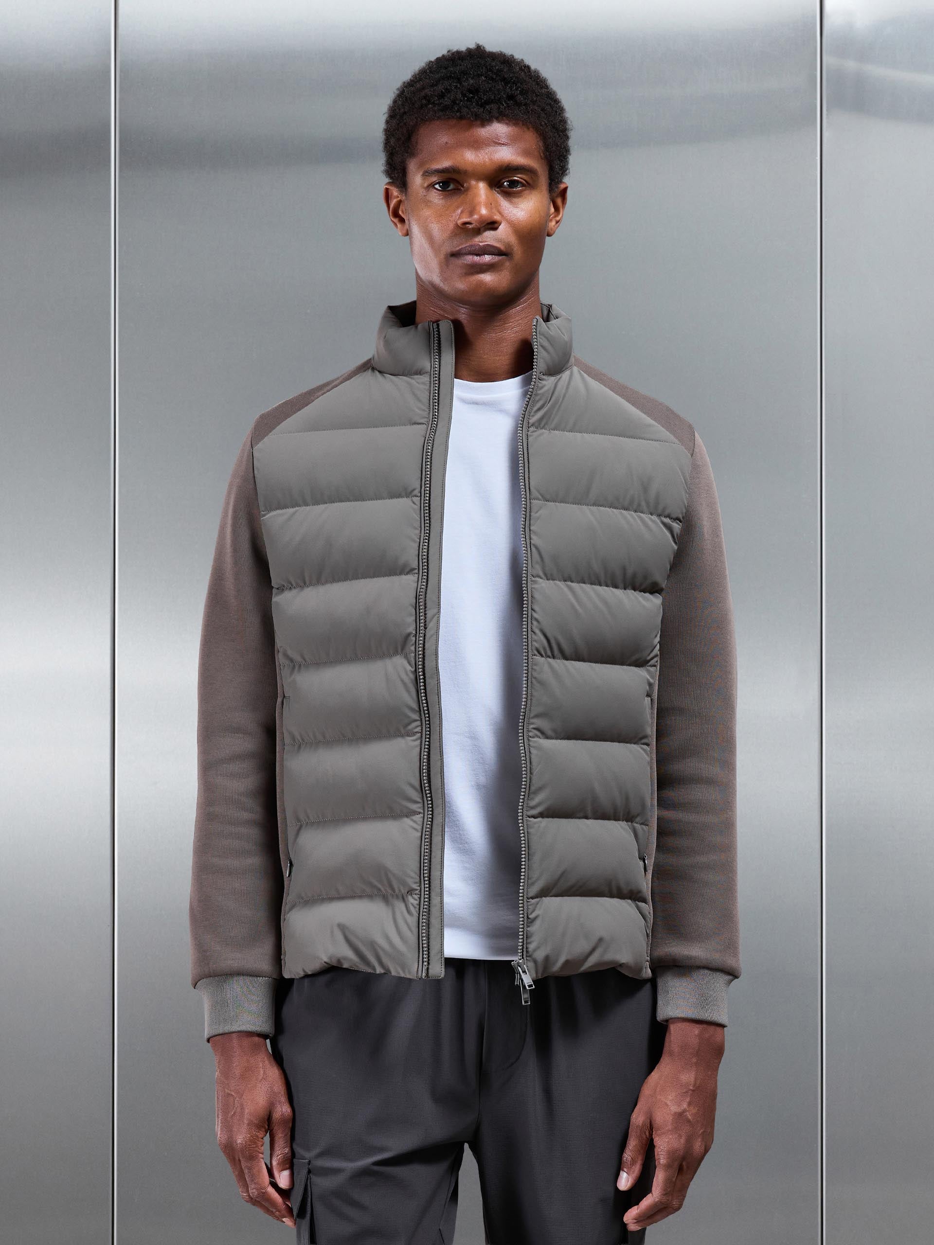 Hybrid Technical Puffer Jacket in Olive