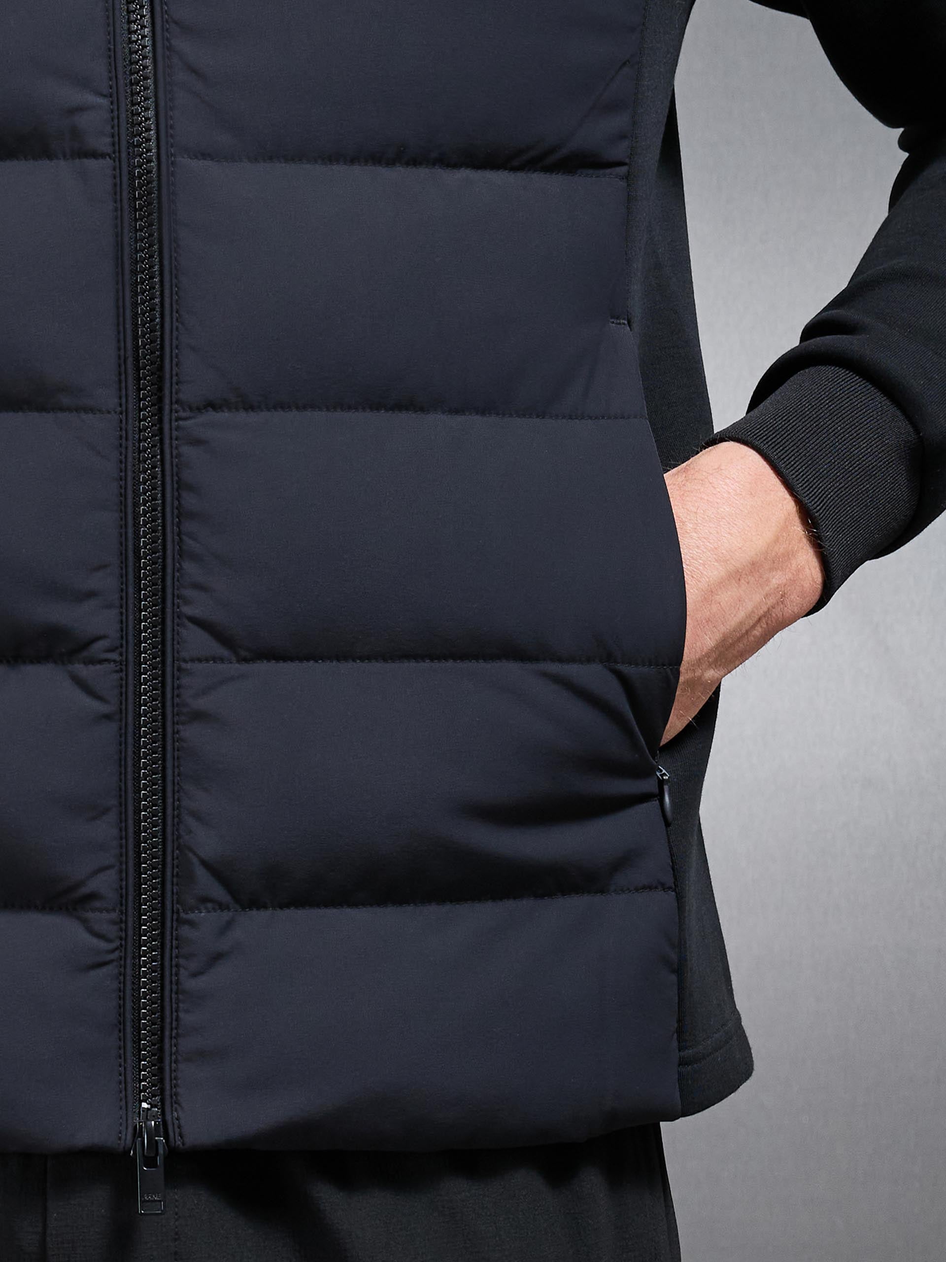 Hybrid Technical Puffer Windbreaker in Black