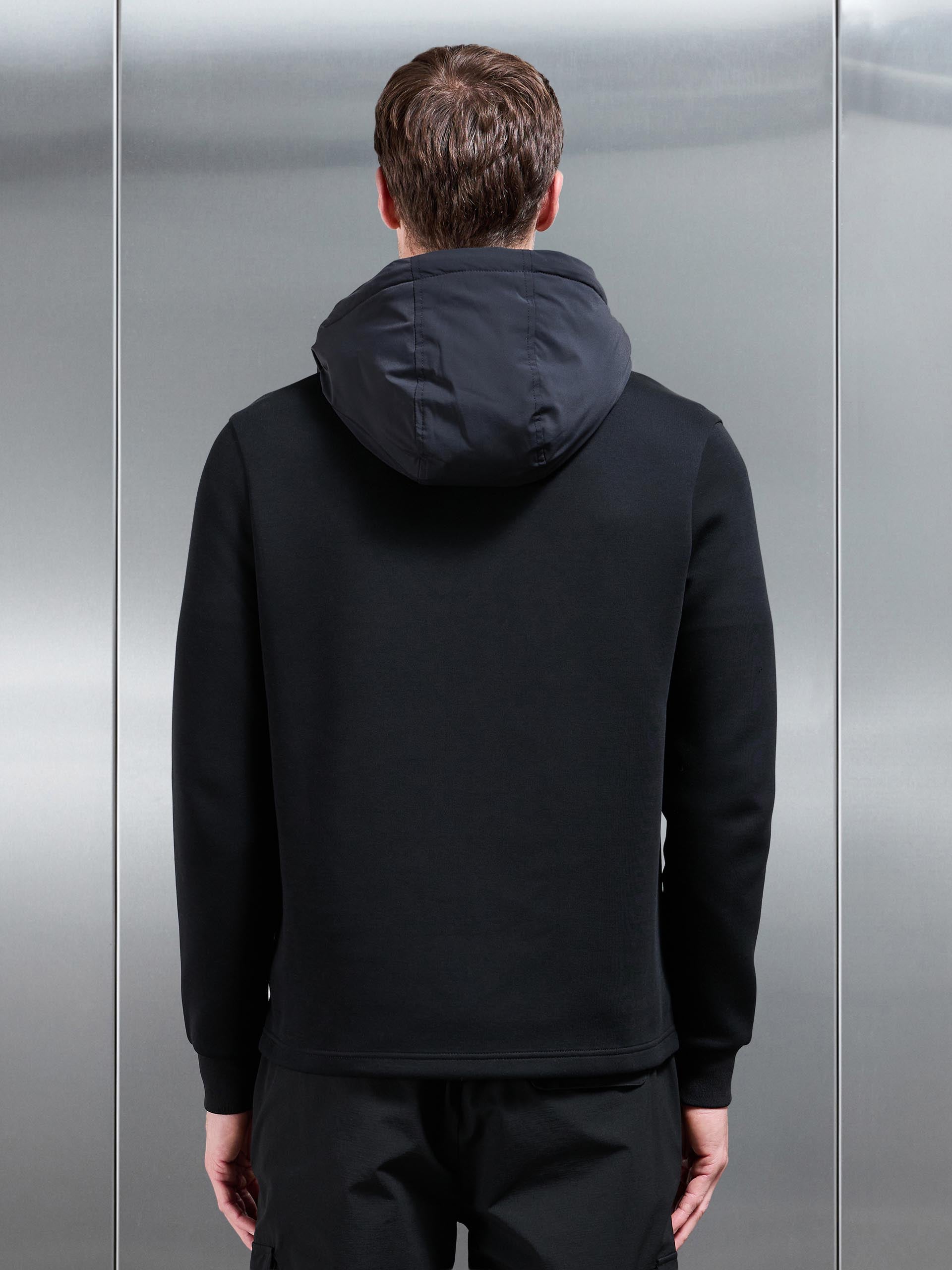 Hybrid Technical Puffer Windbreaker in Black