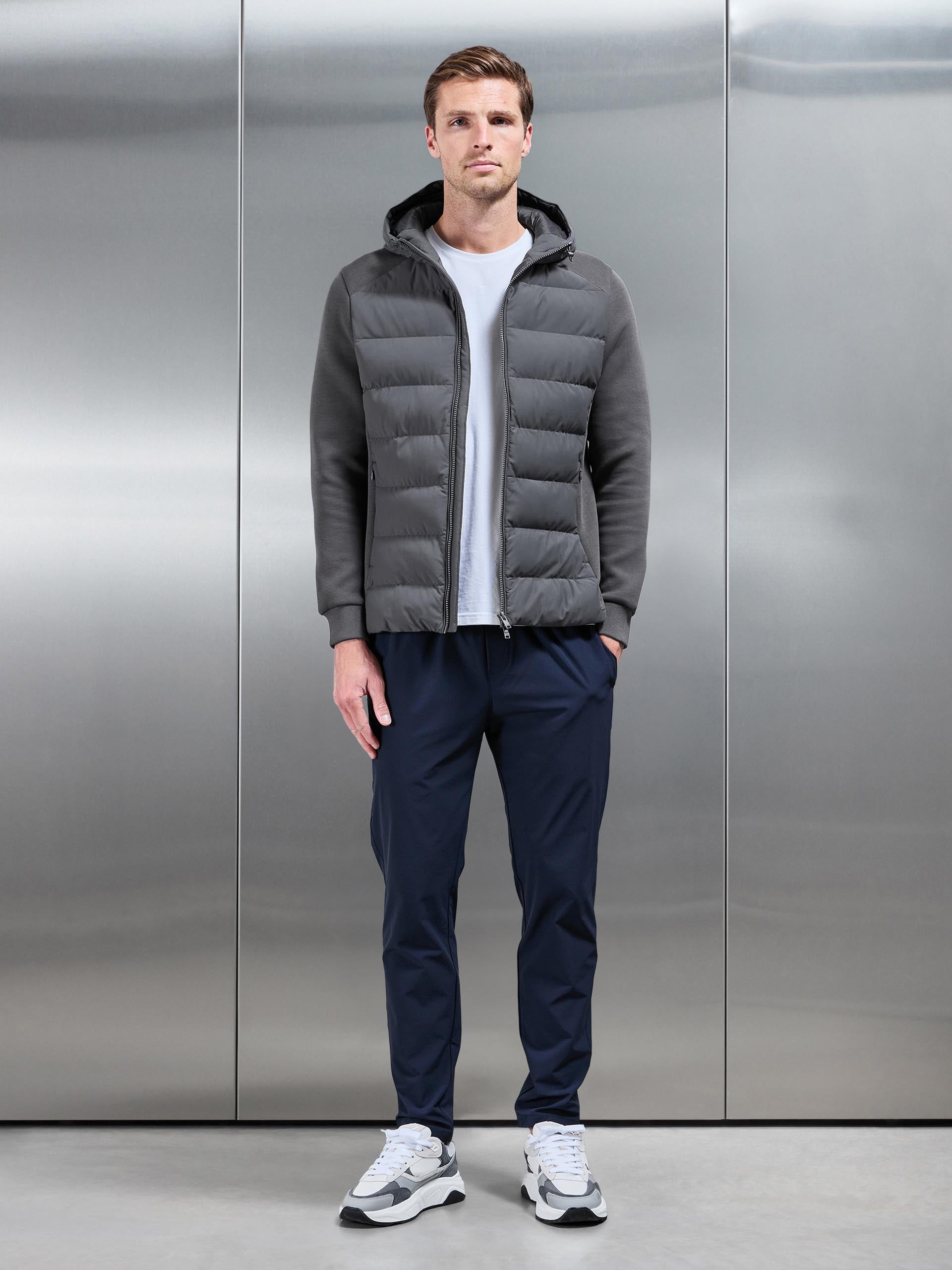 Hybrid Technical Puffer Windbreaker in Grey