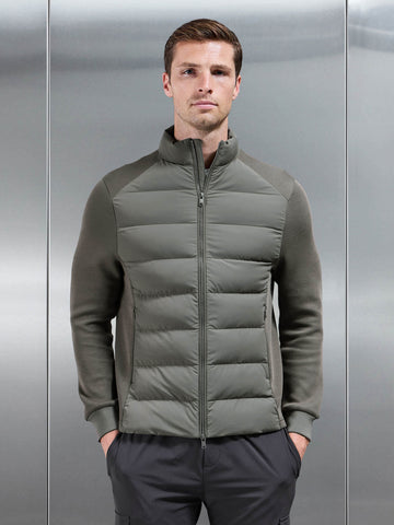 Hybrid Technical Puffer Jacket in Olive