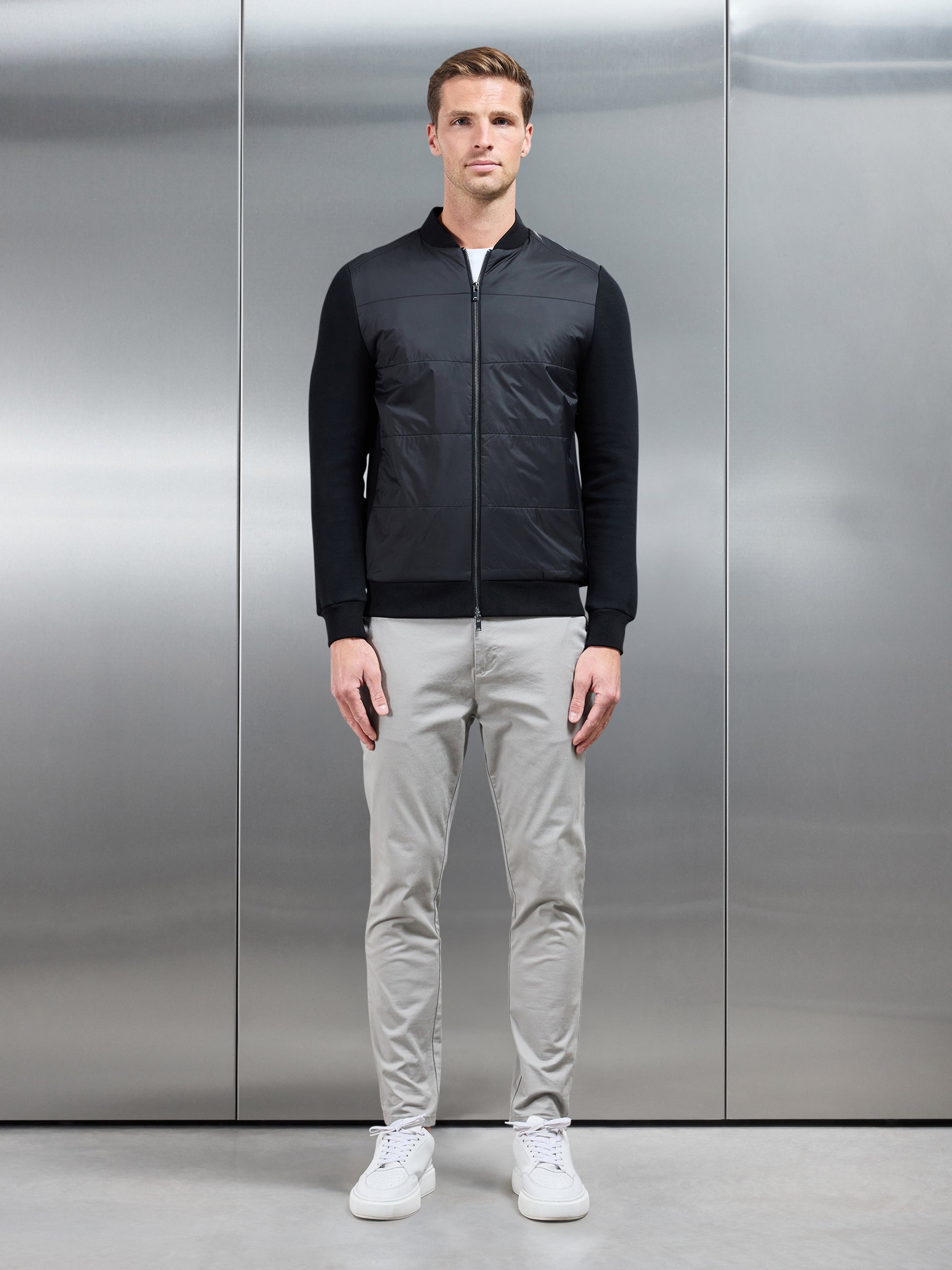 Hybrid Bomber Jacket in Black
