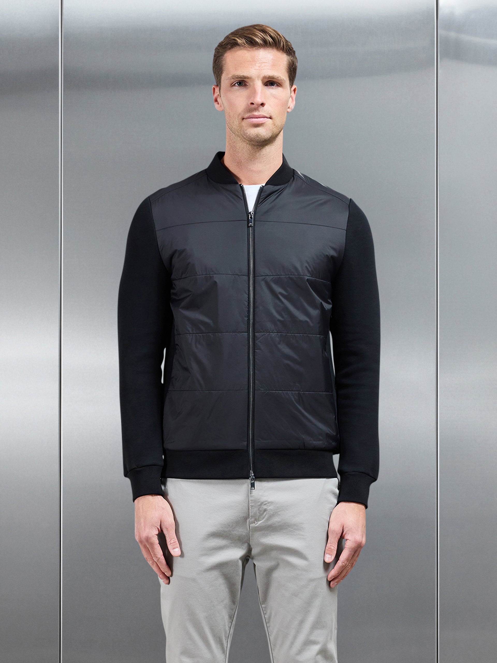 Hybrid Bomber Jacket in Black