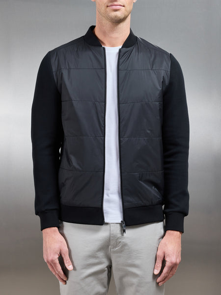 Hybrid Bomber Jacket in Black