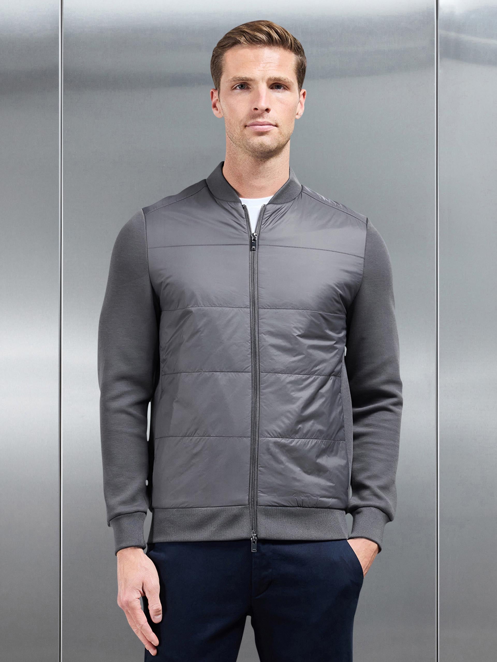 Hybrid Bomber Jacket in Grey