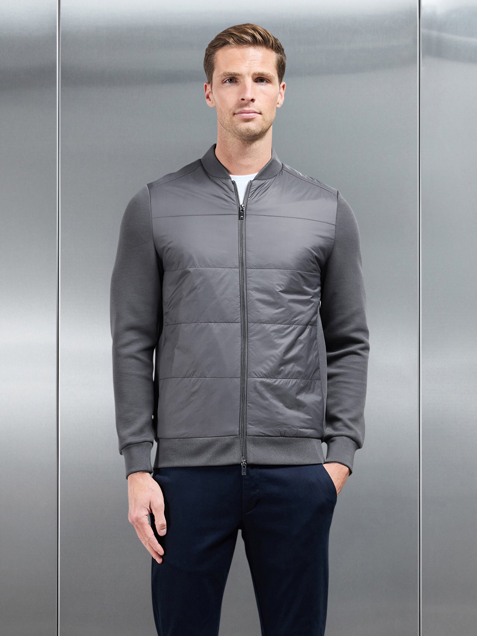 Hybrid Bomber Jacket in Grey