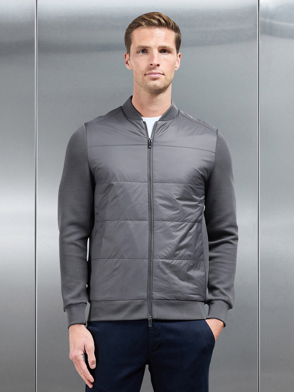 Hybrid Bomber Jacket in Grey