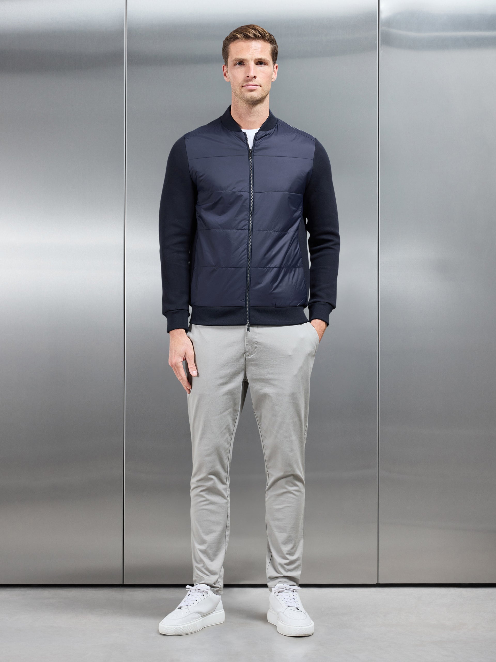 Hybrid Bomber Jacket in Navy