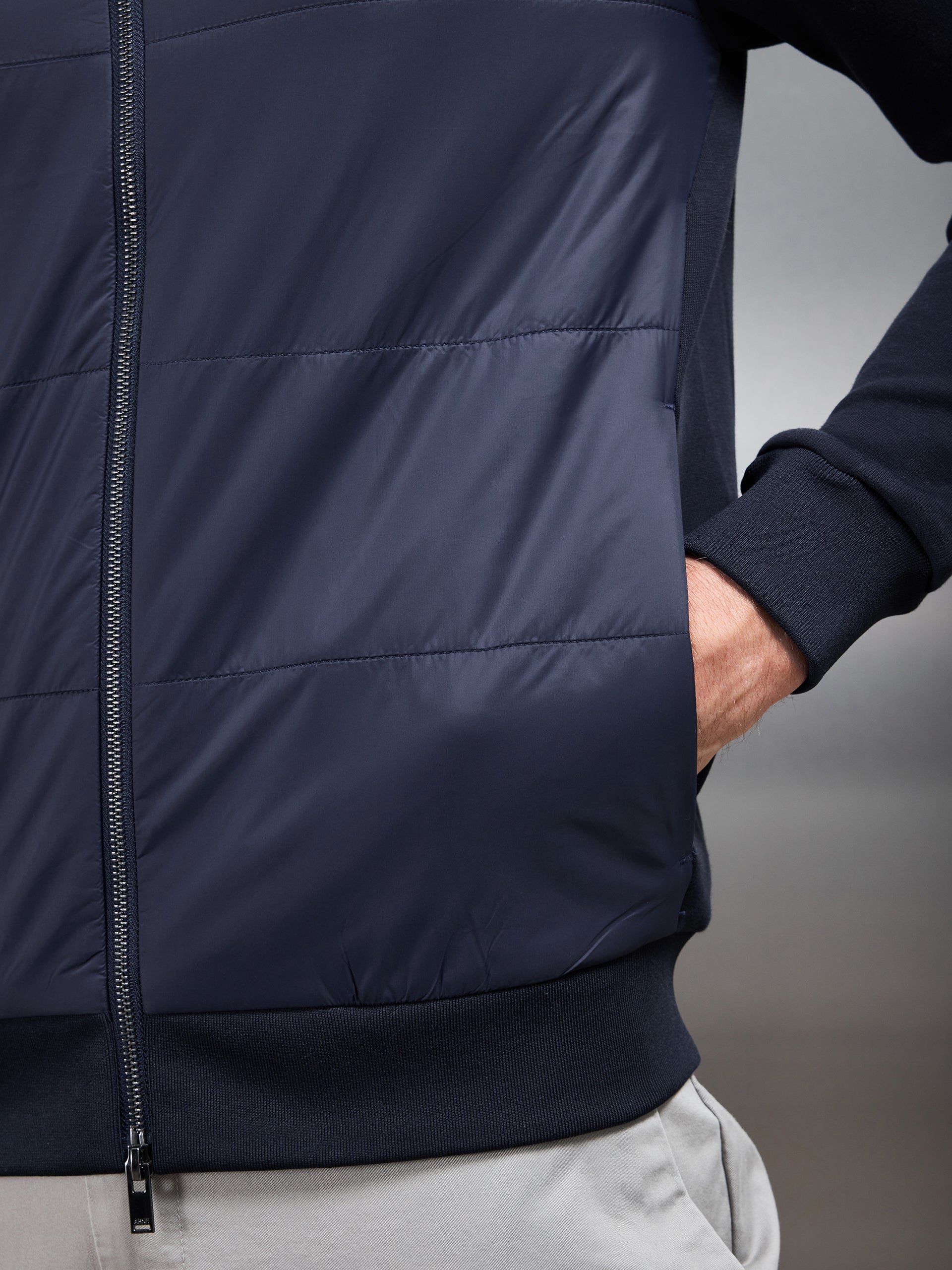 Hybrid Bomber Jacket in Navy