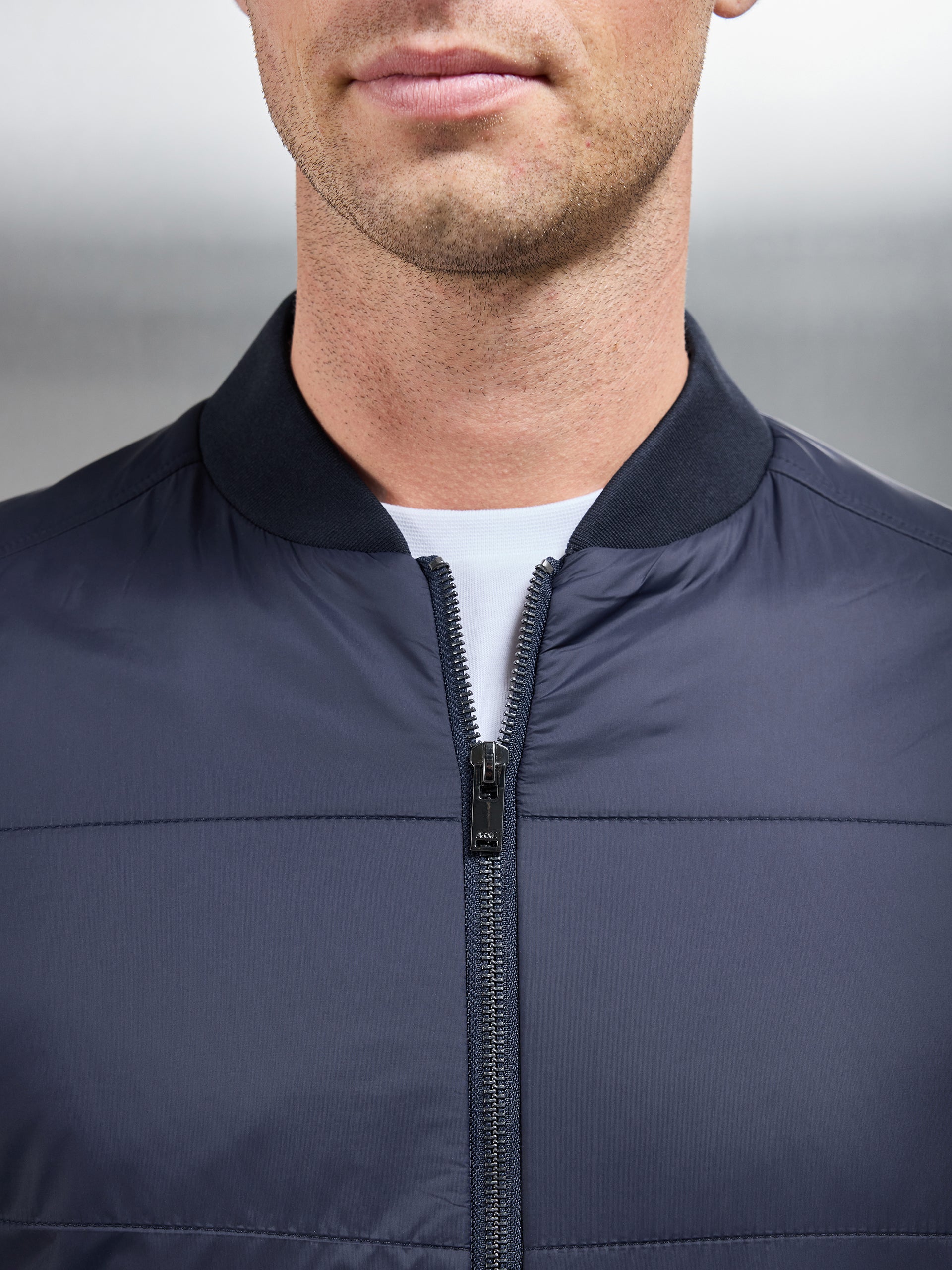 Hybrid Bomber Jacket in Navy