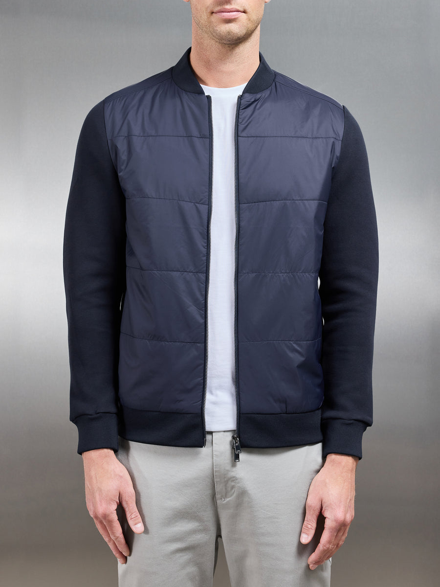 Hybrid Bomber Jacket in Navy