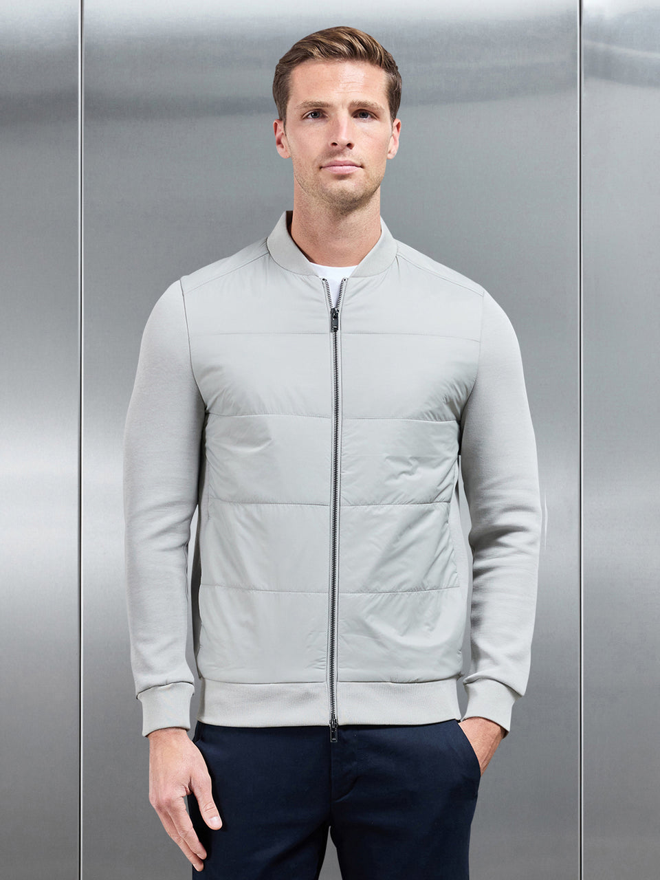 Hybrid Bomber Jacket in Stone