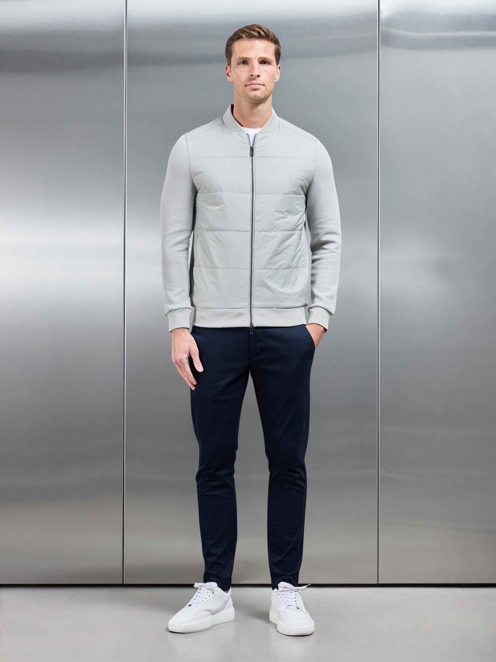 Hybrid Bomber Jacket in Stone