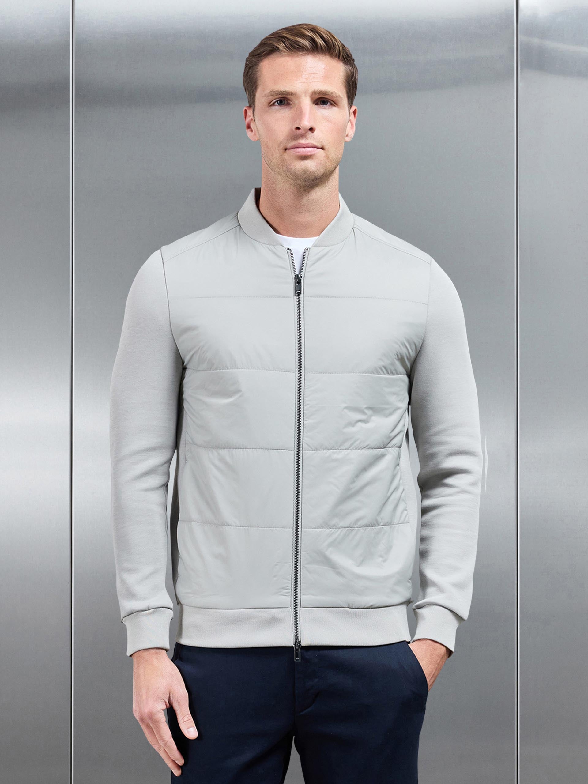 Hybrid Bomber Jacket in Stone