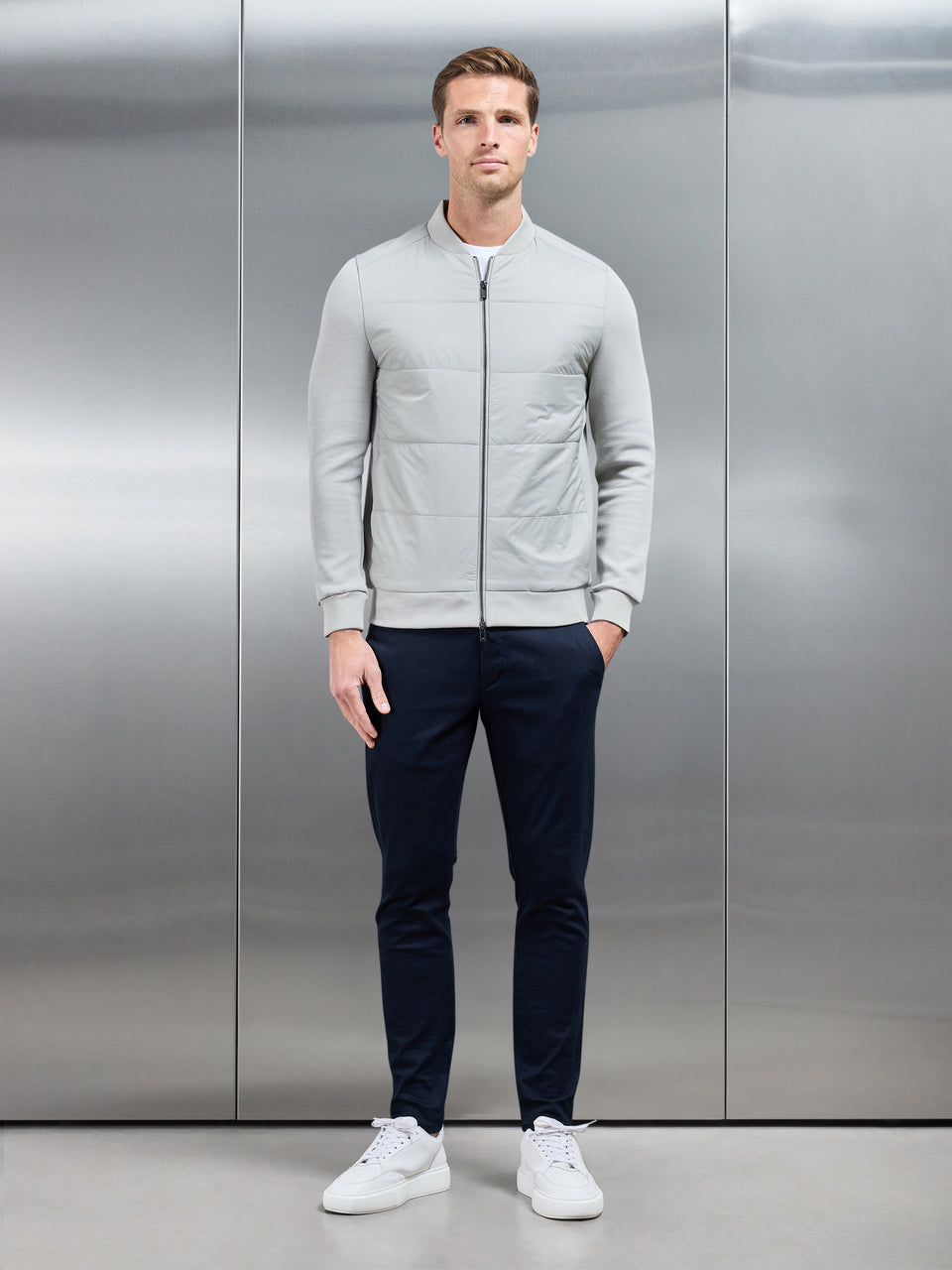 Hybrid Bomber Jacket in Stone