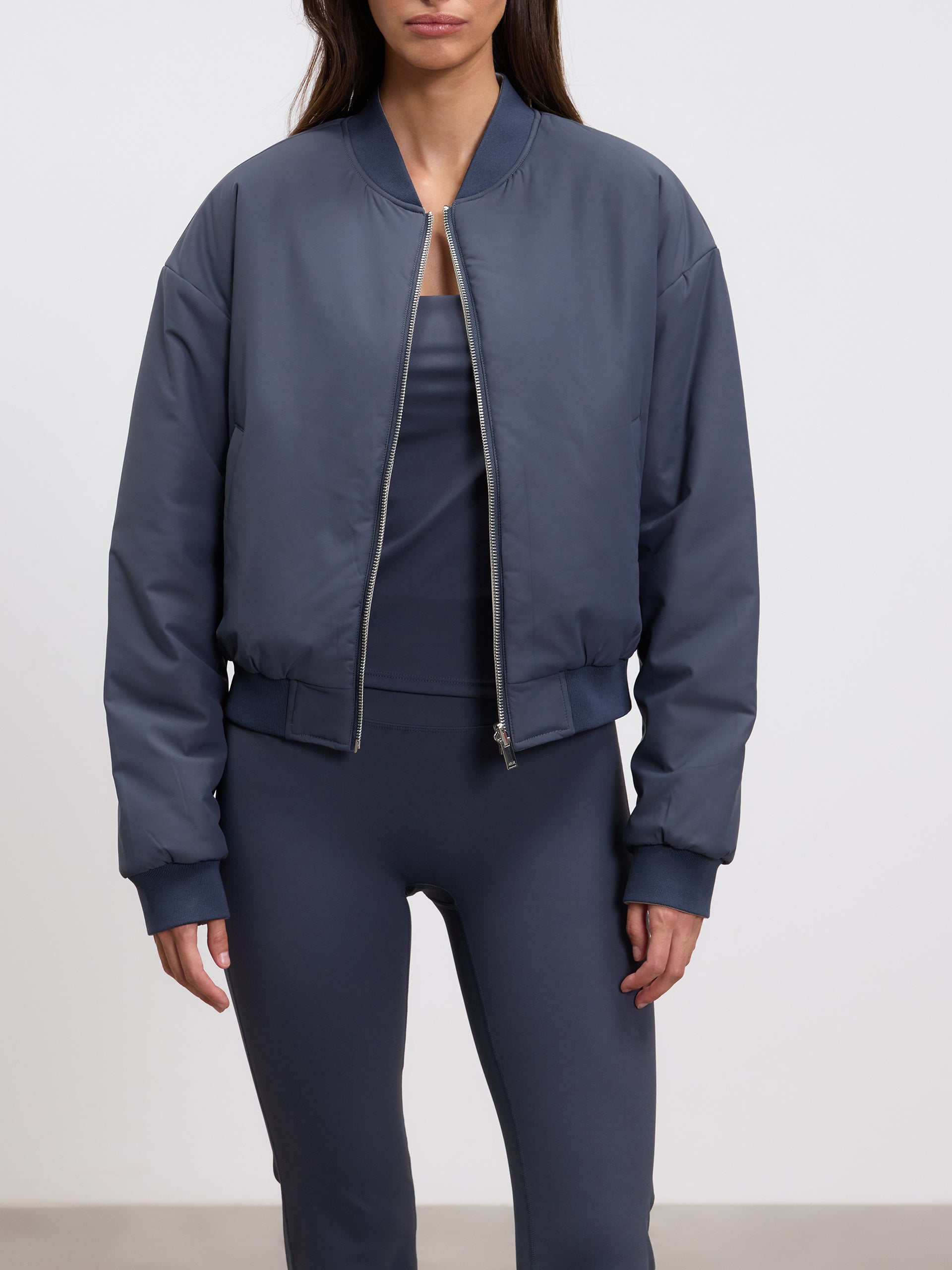 Womens Reversible Bomber Jacket in Slate Blue Stone