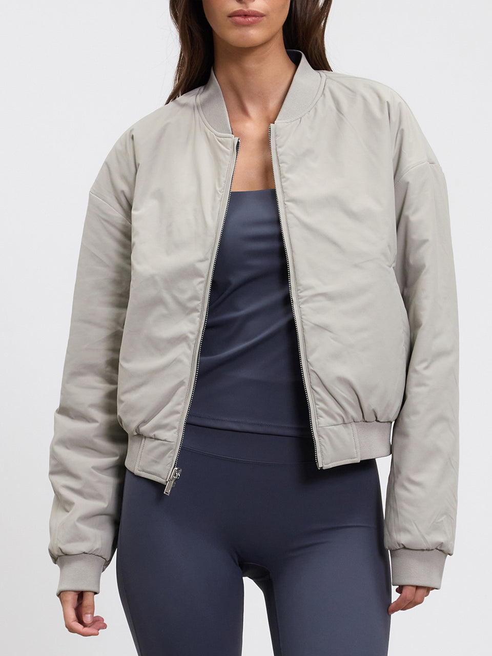 Womens Reversible Bomber Jacket in Slate Blue Stone