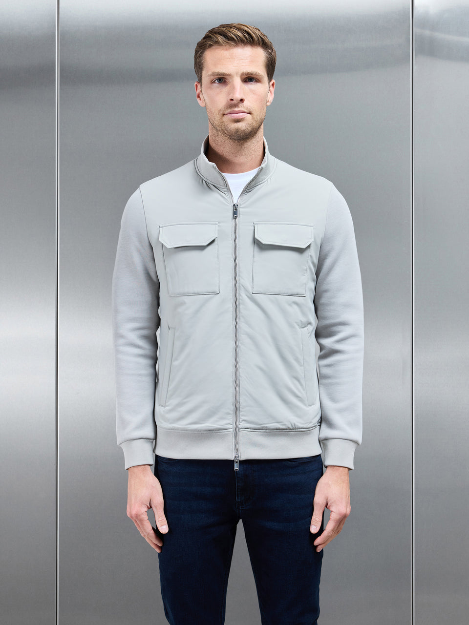 Hybrid Cargo Jacket in Stone
