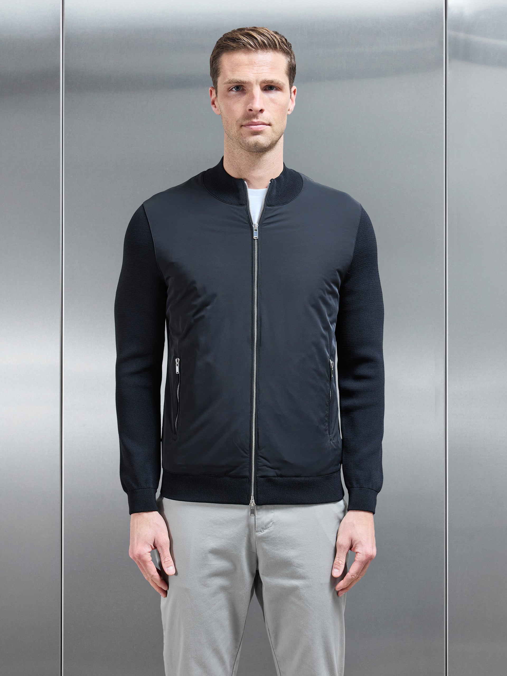 Hybrid Knitted Jacket in Black