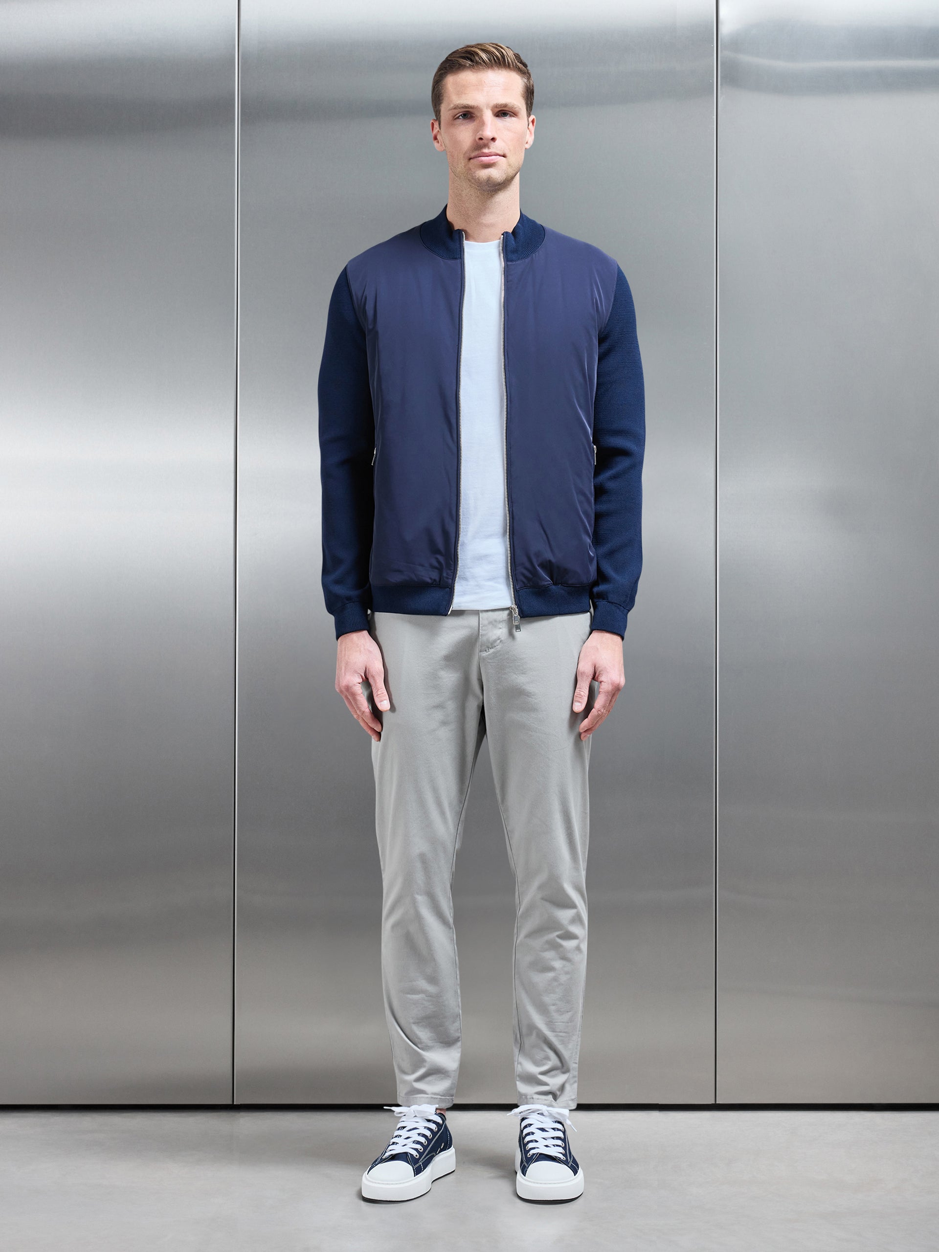 Hybrid Knitted Jacket in Navy