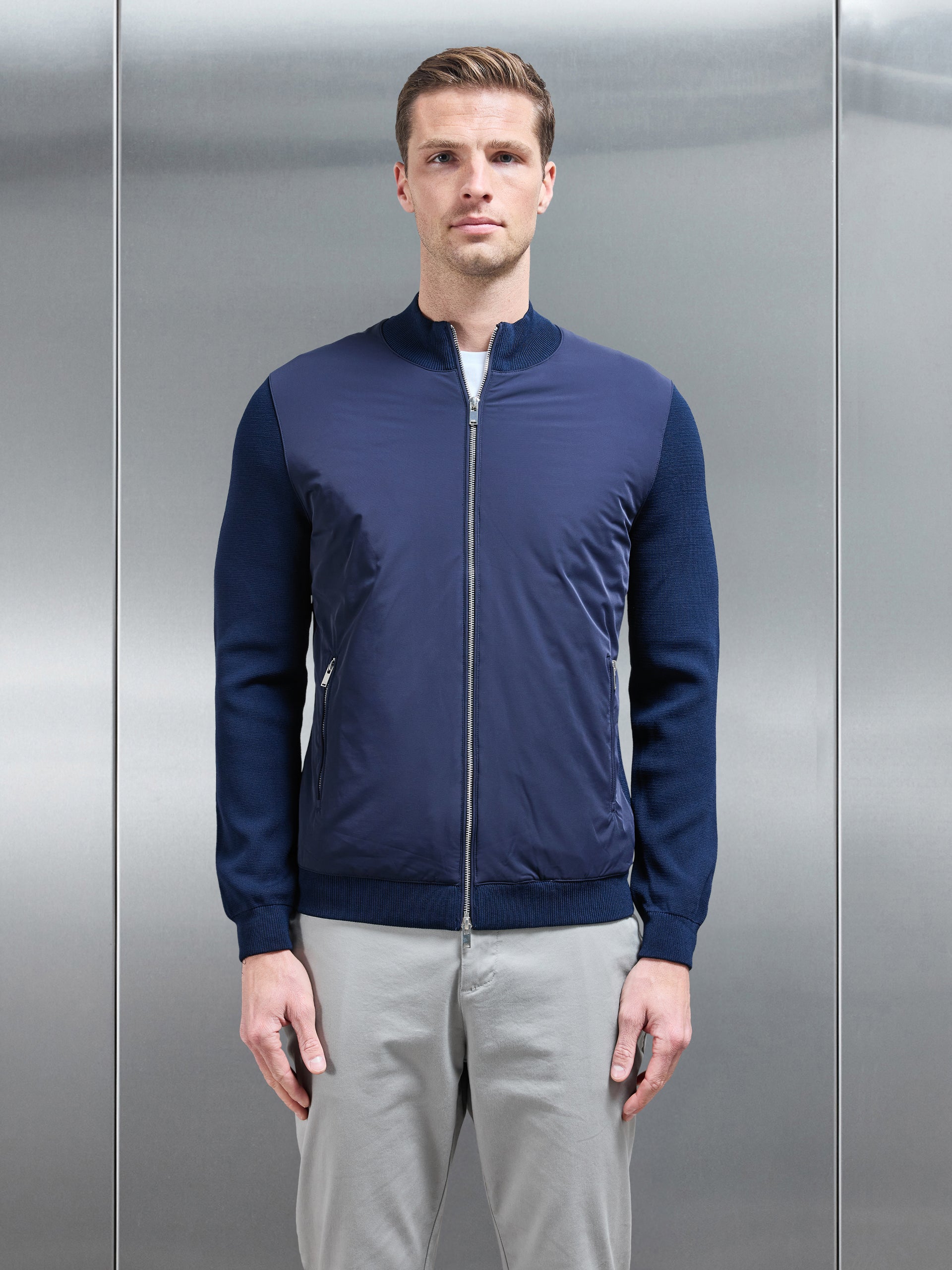 Hybrid Knitted Jacket in Navy