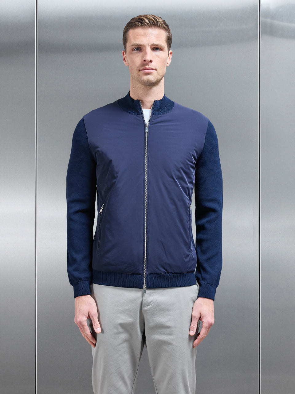 Hybrid Knitted Jacket in Navy