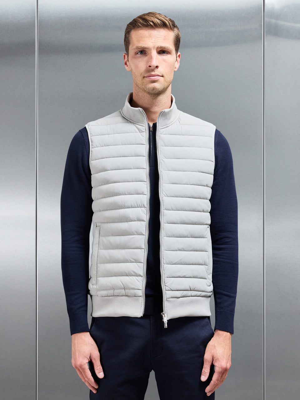 Hybrid Quilted Gilet in Stone