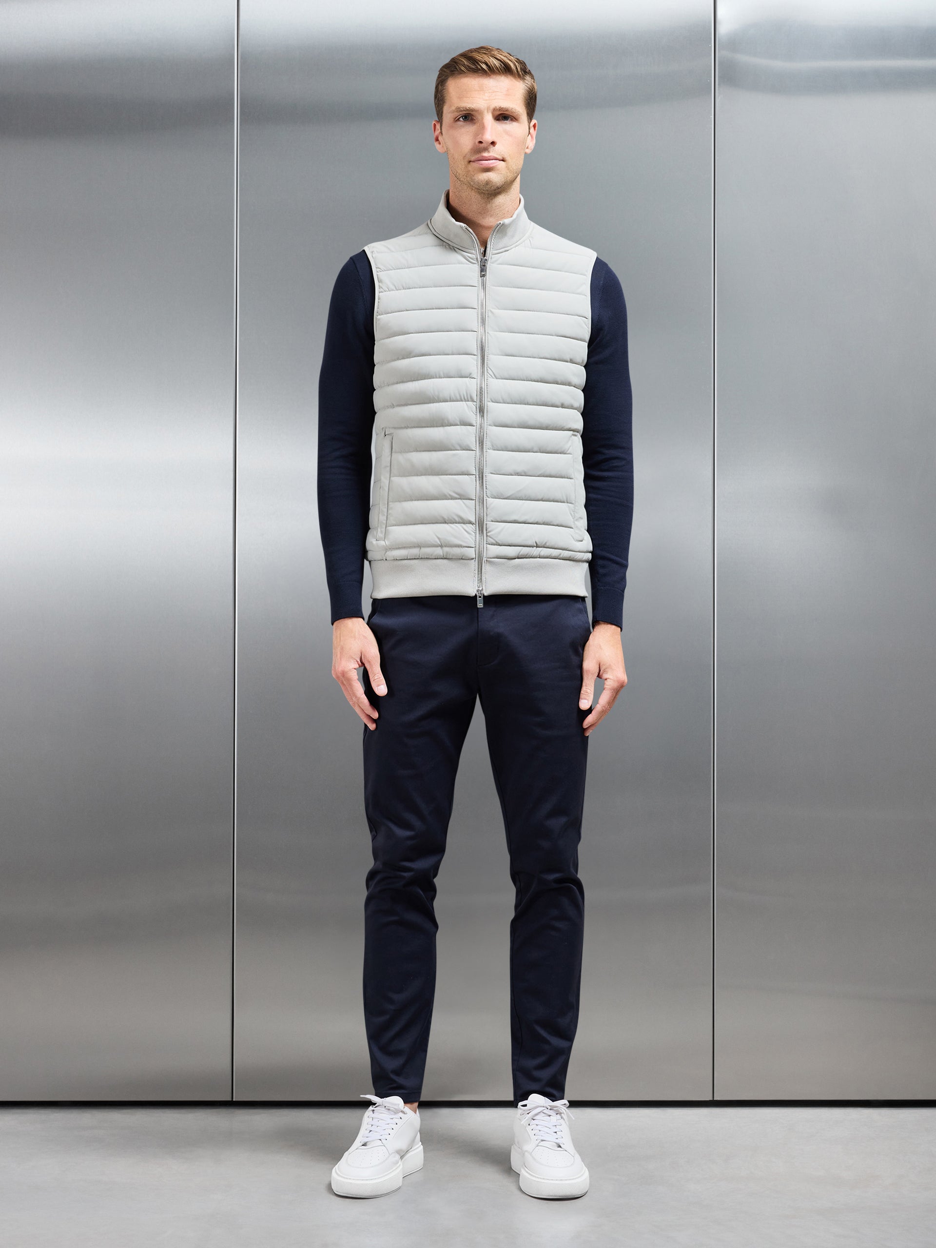 Hybrid Quilted Gilet in Stone
