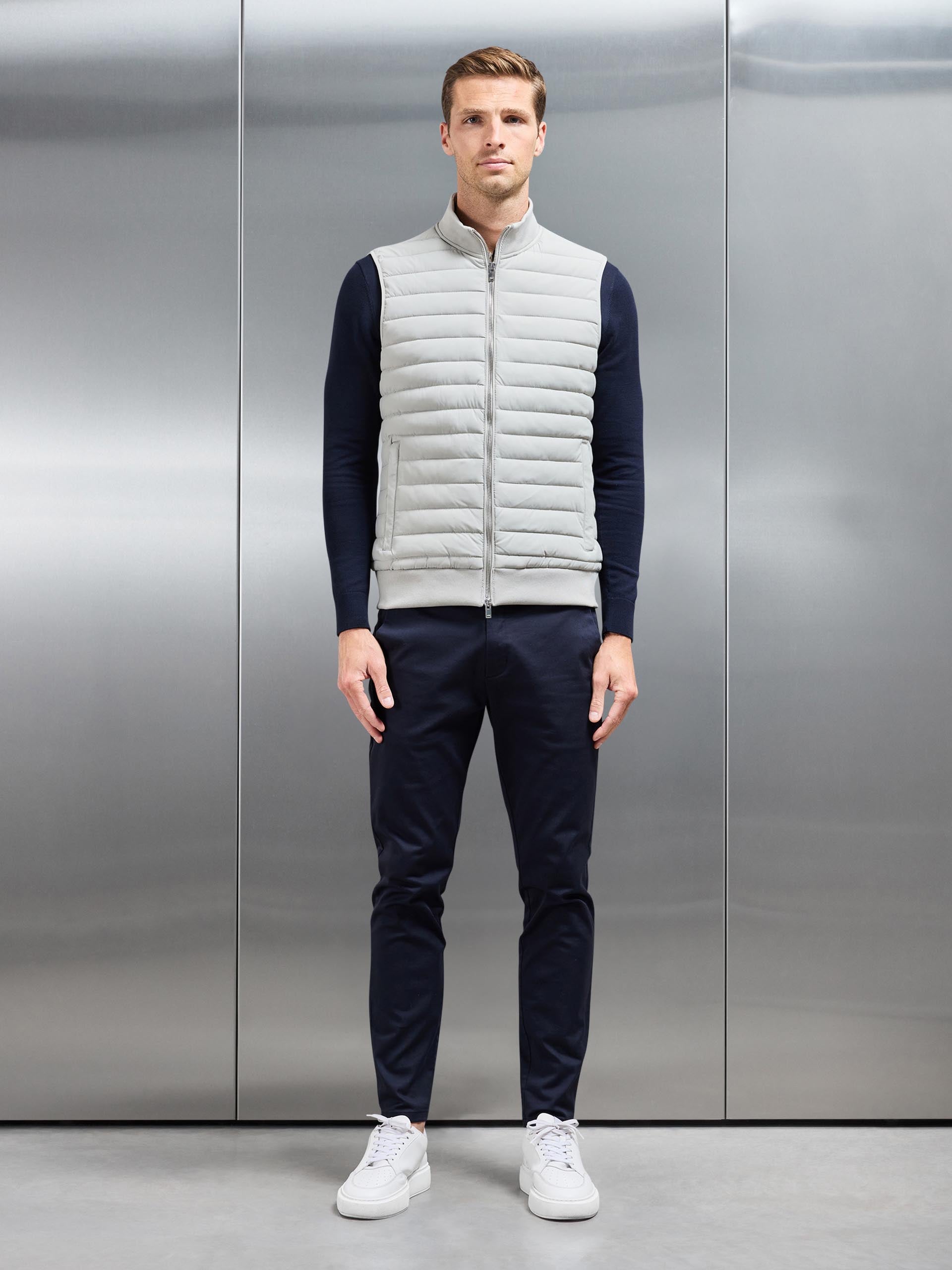 Hybrid Quilted Gilet in Stone