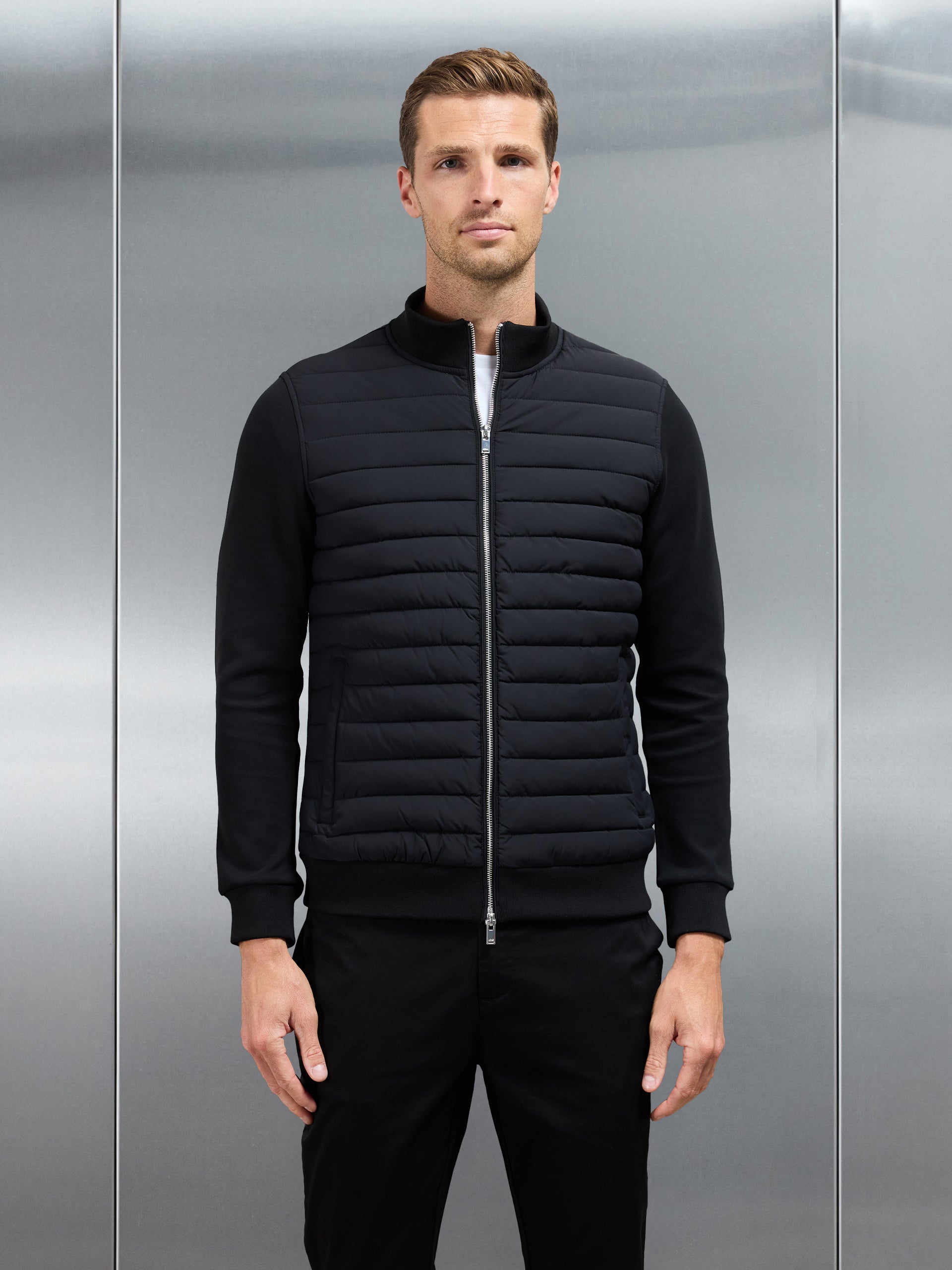 Hybrid Quilted Jacket in Black