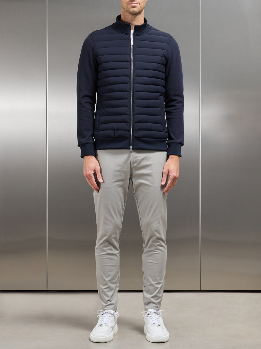 Slate Grey Quilted Hybrid Funnel Neck Jacket