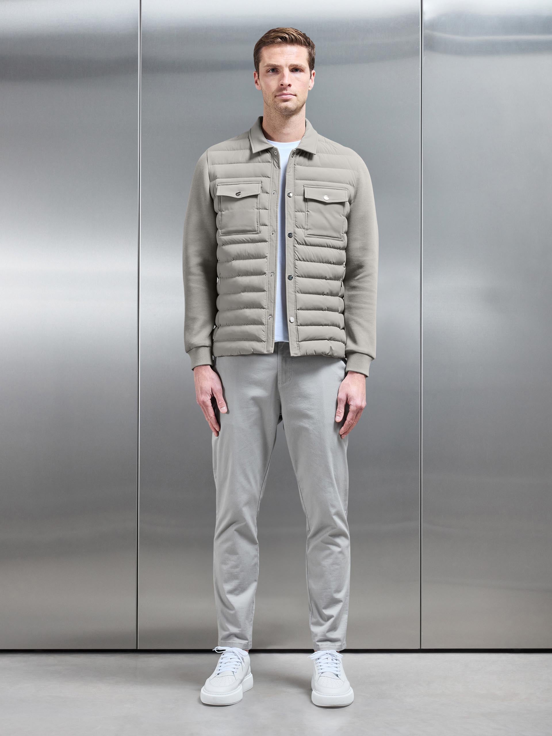 Hybrid Quilted Overshirt in Taupe
