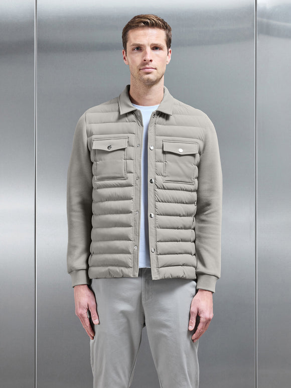 Hybrid Quilted Overshirt in Taupe