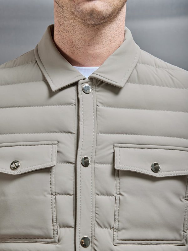 Hybrid Quilted Overshirt in Taupe