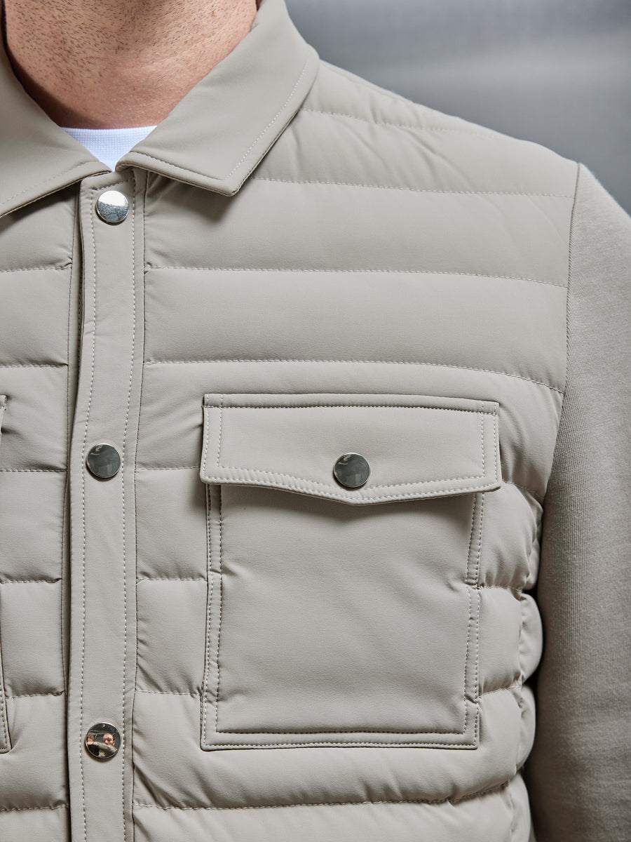 Hybrid Quilted Overshirt in Taupe