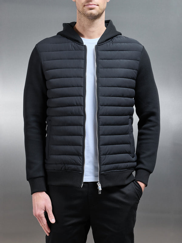 Hybrid Quilted Windbreaker in Black