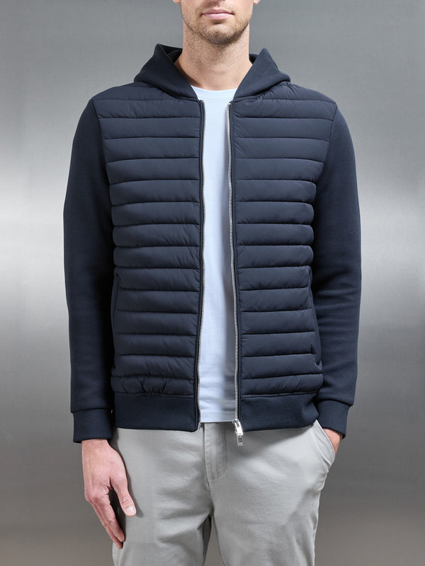 Hybrid Quilted Windbreaker in Navy