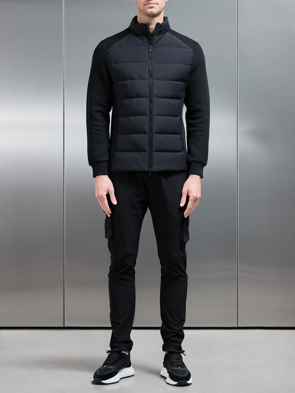 Hybrid Technical Puffer Jacket in Black