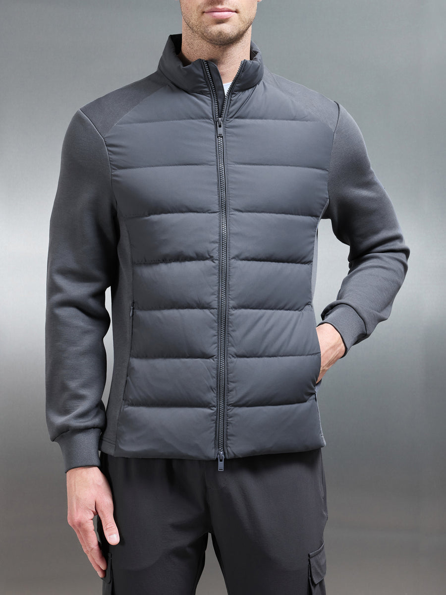 Hybrid Technical Puffer Jacket in Grey